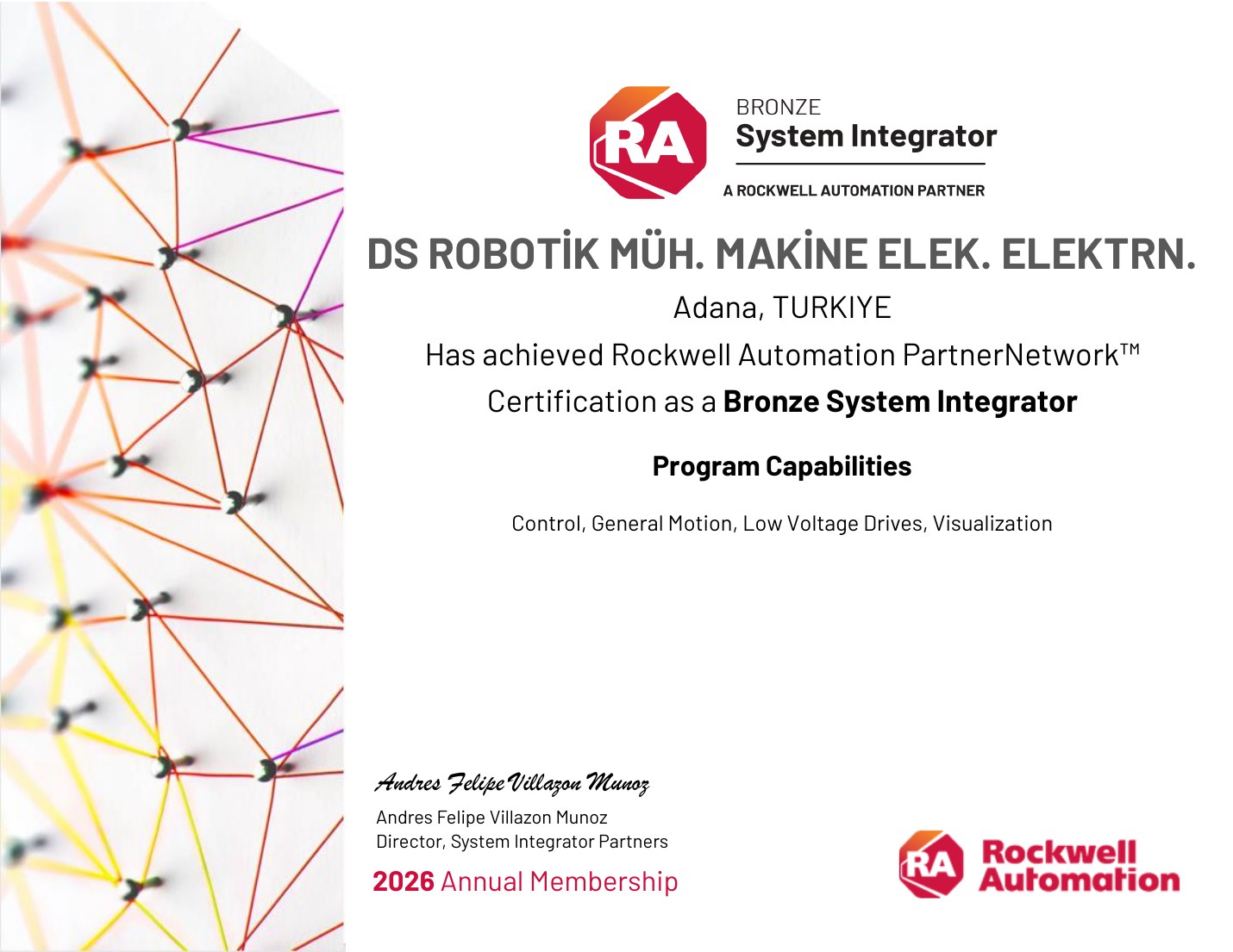 DS Robotik Rockwell Automation PartnerNetwork Bronze System Integrator 2026